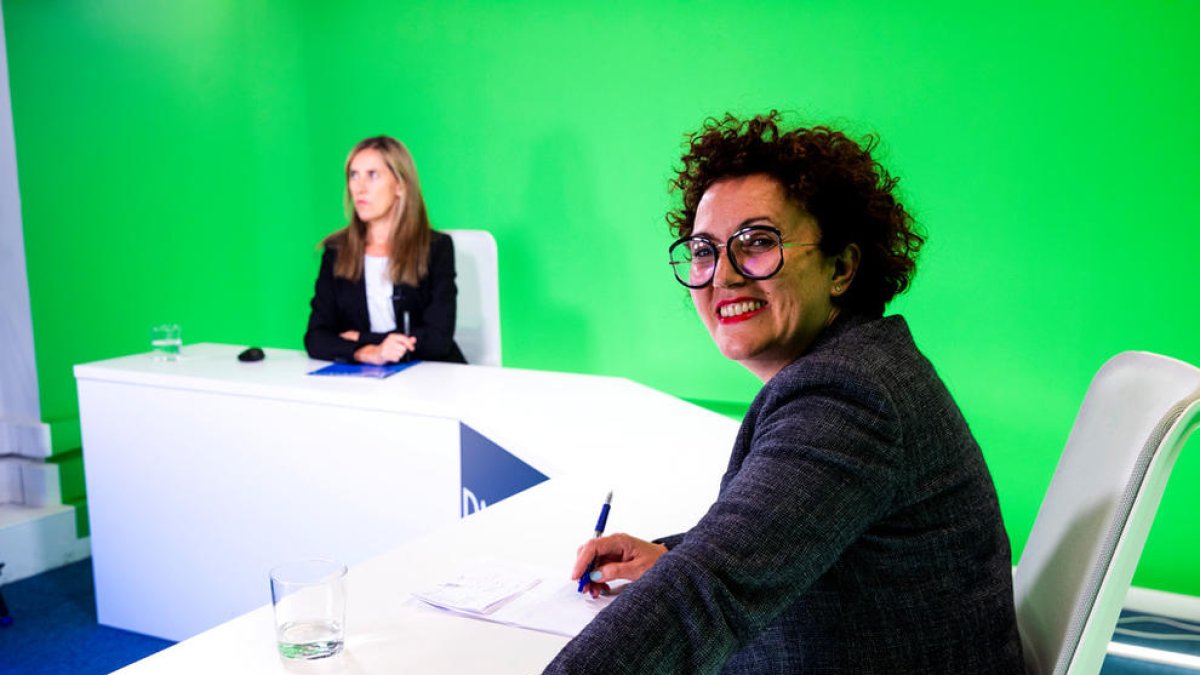 La ministra d'Afers Socials, Joventut i Igualtat, Judith Pallarés, al plató de Diari TV.