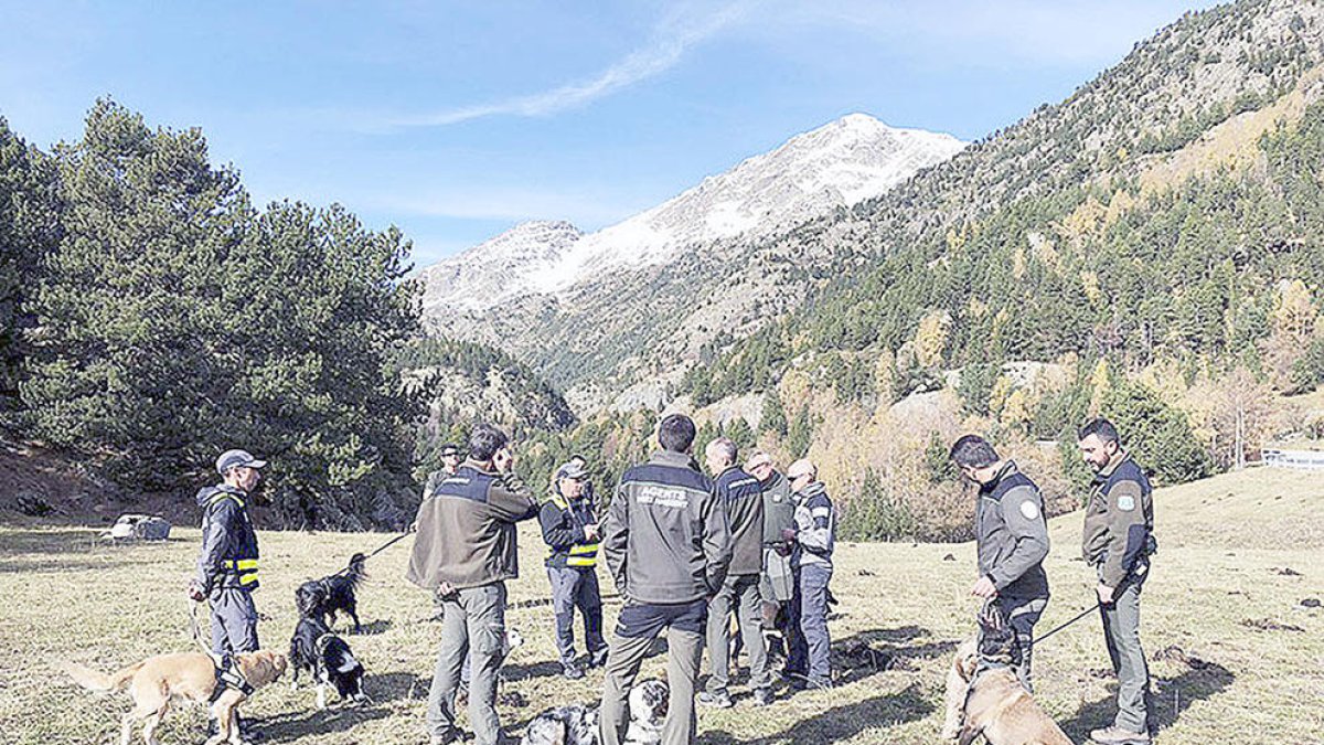 Agents dels banders amb l'equip caní del cos.