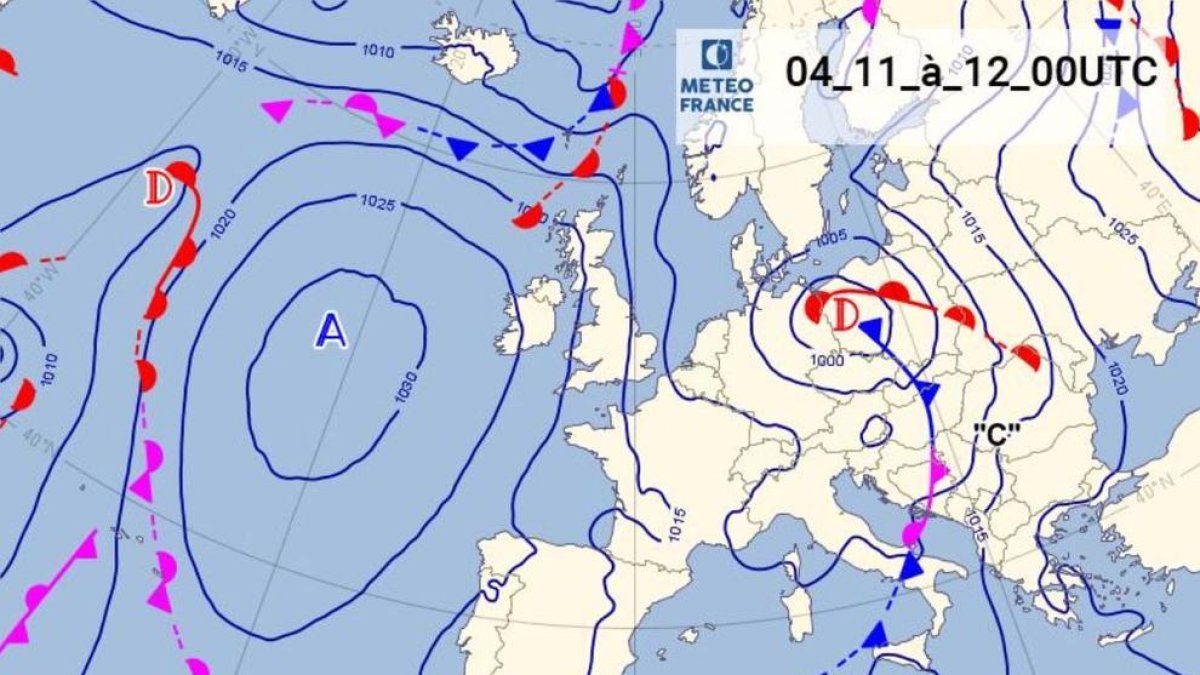 Mapa isobàric d'avui