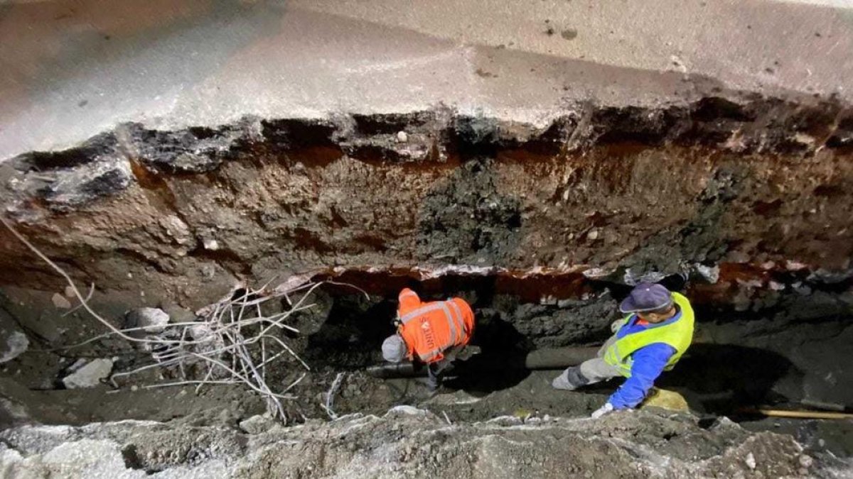 Reparada la fuita de la xarxa d'aigua de la Massana