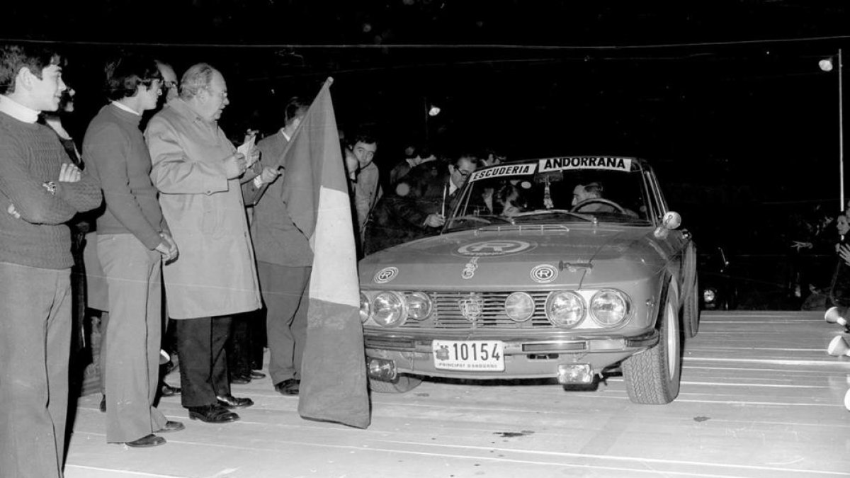 Josep Navas pilotant un Lancia al ral·li l'any 1973.