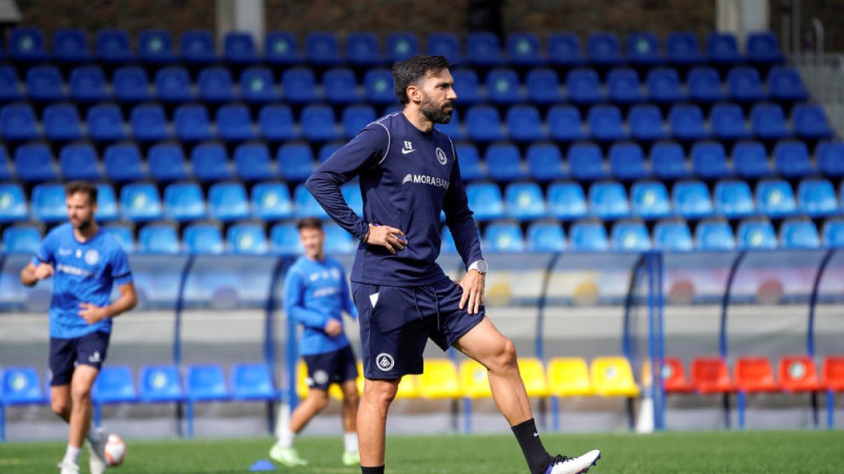 Eder Sarabia durant la sessió d'entrenament d'ahir.