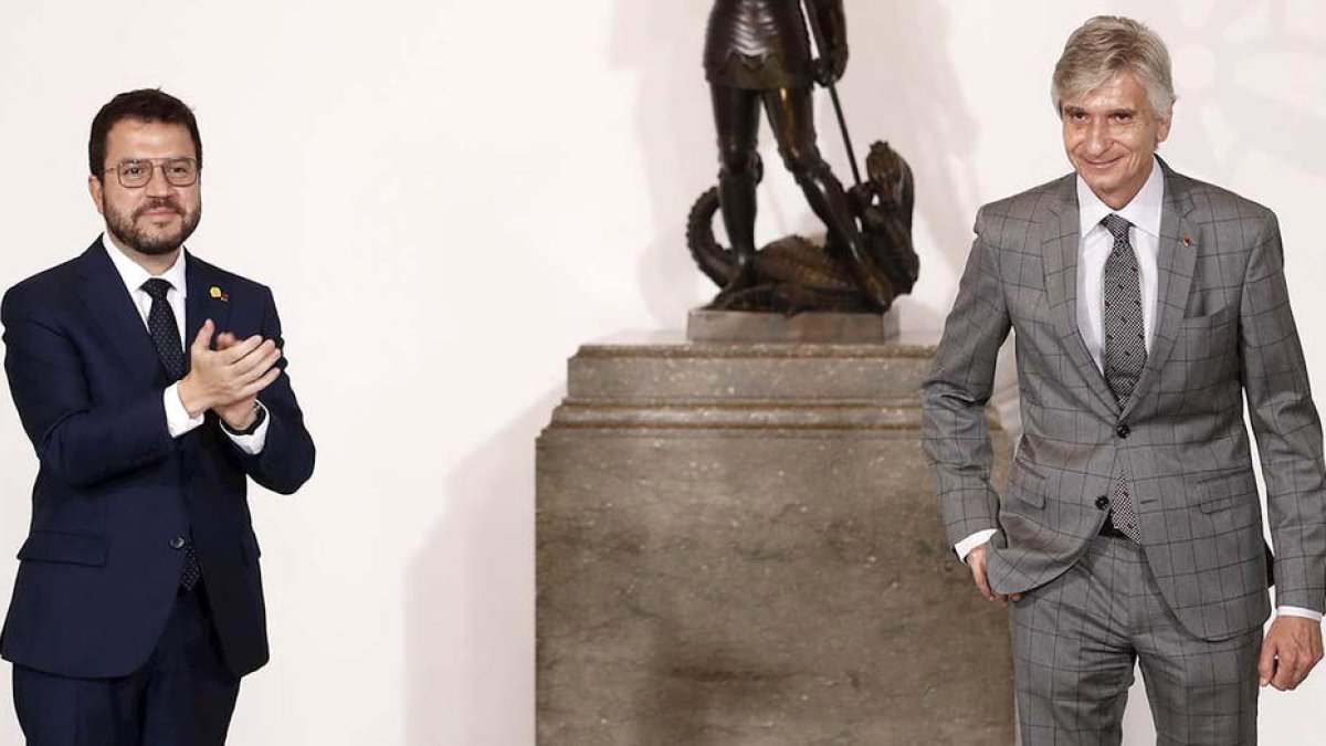 El president Pere Aragonès i el conseller Josep Maria Argimon.