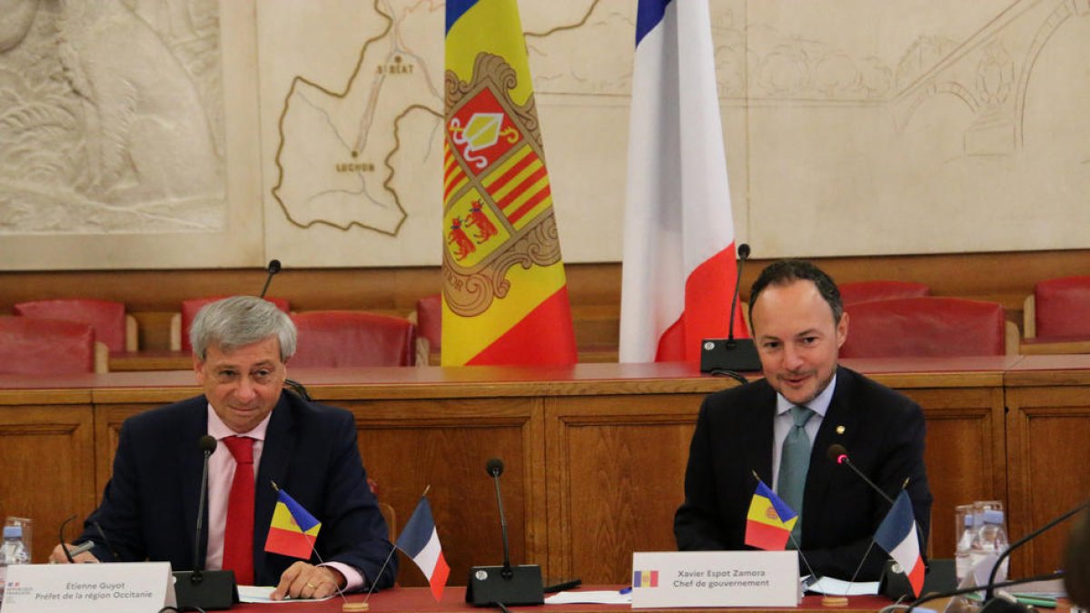 El cap de Govern, Xavier Espot, i el prefecte de la regió d'Occitània, Etienne Guyot.