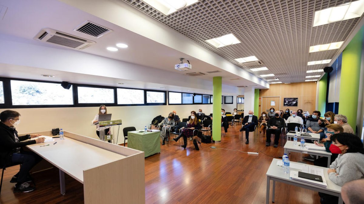 Un moment de la defensa de la tesi de Blanca Carrera.