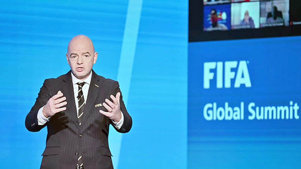 El president de la FIFA, Gianni Infantino, durant el FIFA Global Summit.