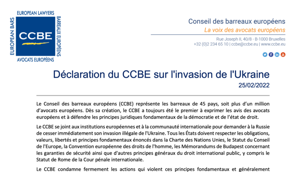 El CCBE engloba els col·legis de 45 països i representa més d'un milió d'advocats europeus