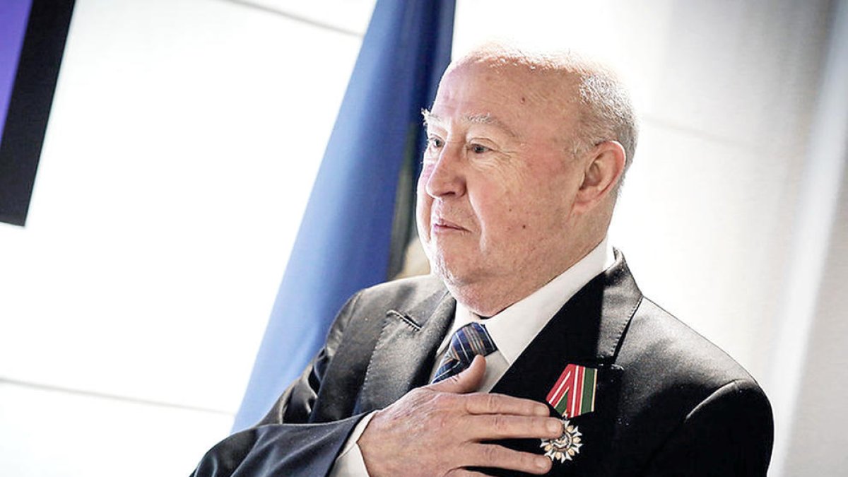 Pere Joan Tomàs, el passat 18 de març en rebre la medalla commemorativa de la Federació de Rússia.