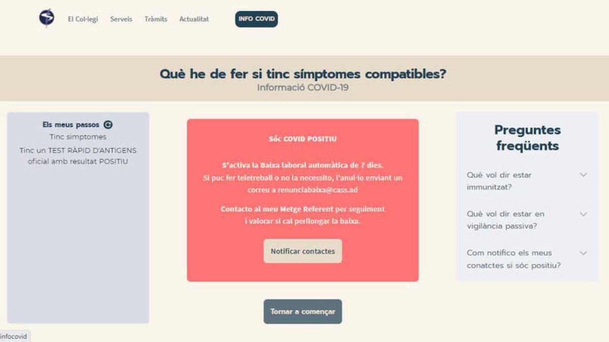 Es pot accedir a la plataforma a través del portal del Col·legi de metges.