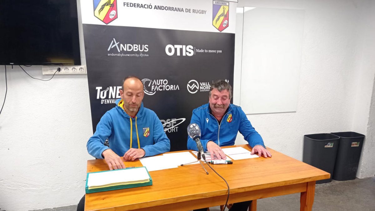 Josep Badia, a l'esquerra, i Phillipe Berdaguer, ahir.