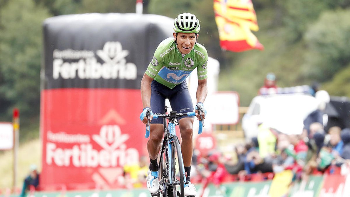 Nairo Quintana a l'arribada dels Cortals d'Encamp a la Vuelta a Espanya del 2019.