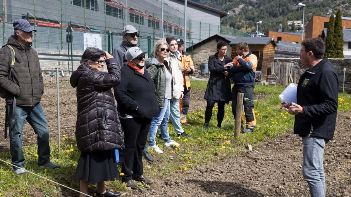 Els padrins s'han desplaçat als horts per veure sobre els terreny els coneixements apresos