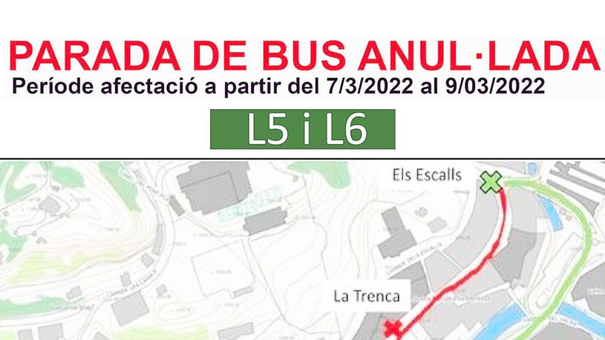 Mapa de la desviació del trànsit de busos.