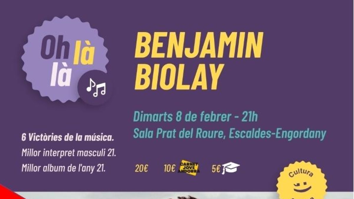 Cartell del concert ajornat de Benjamin Biolay