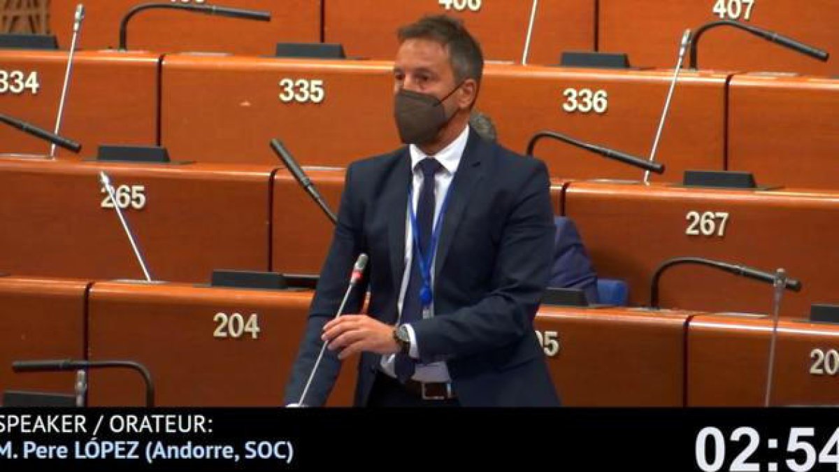 Intervenció de Pere López al Consell d'Europa, ahir.
