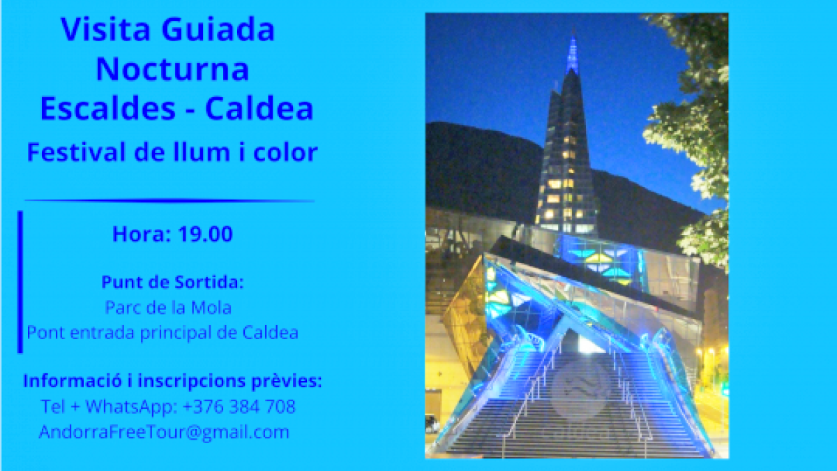 Visita guiada nocturna a Escaldes – Caldea. Festival de llum i color