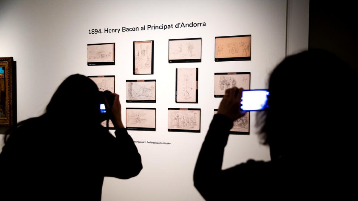 Un dels esquetxos del pintor Henry Bacon exposat al Museu Thyssen.