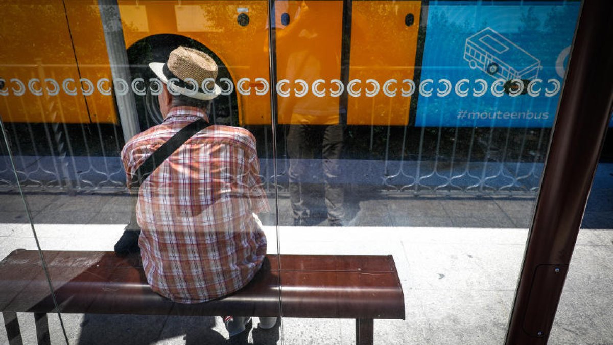 Un usuari del transport públic bus