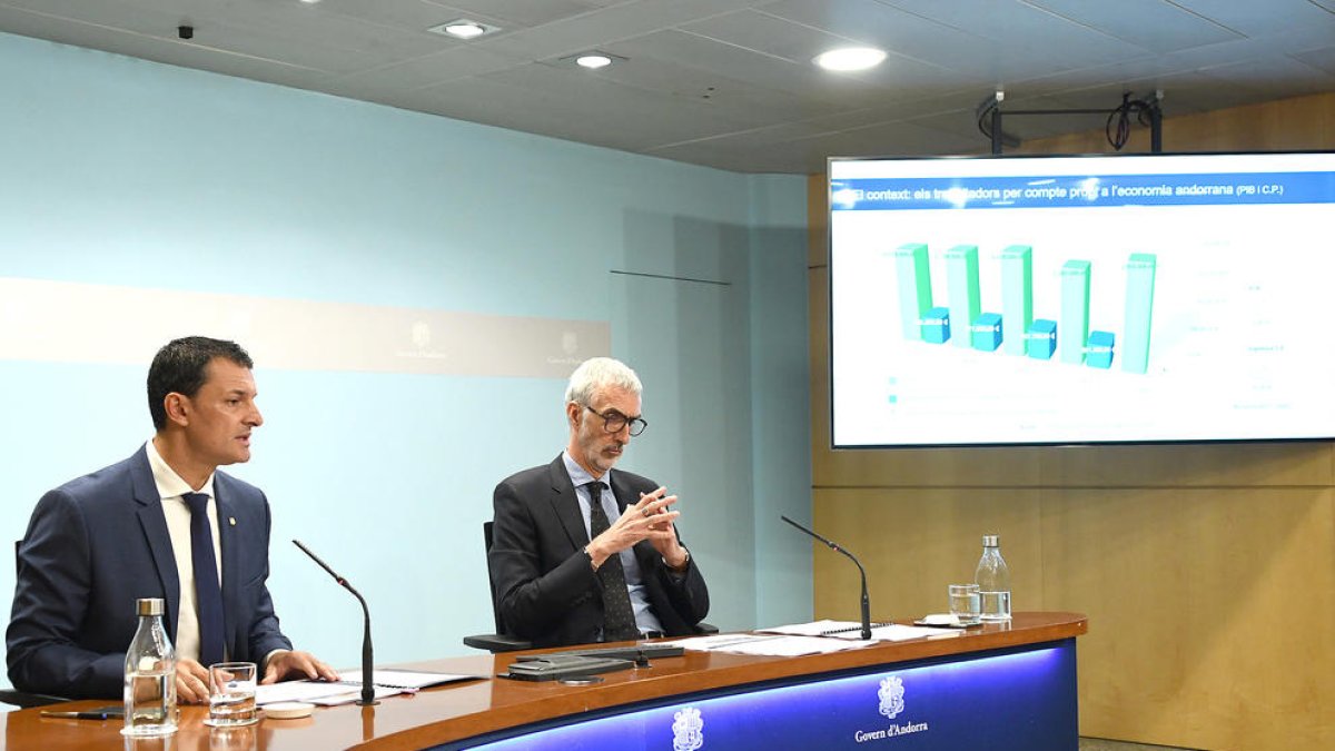 Jordi Gallardo i Èric Bartolomé van presentar ahir el projecte de llei.