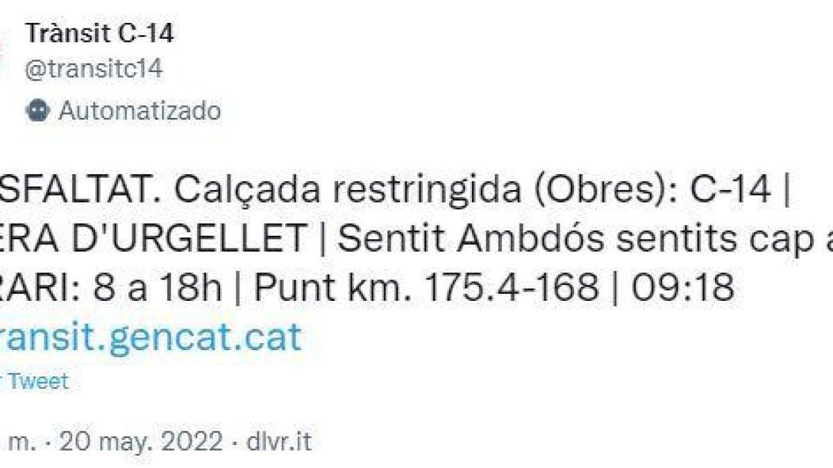 L'alerta de trànsit