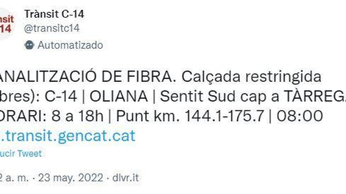 L'alerta de trànsit