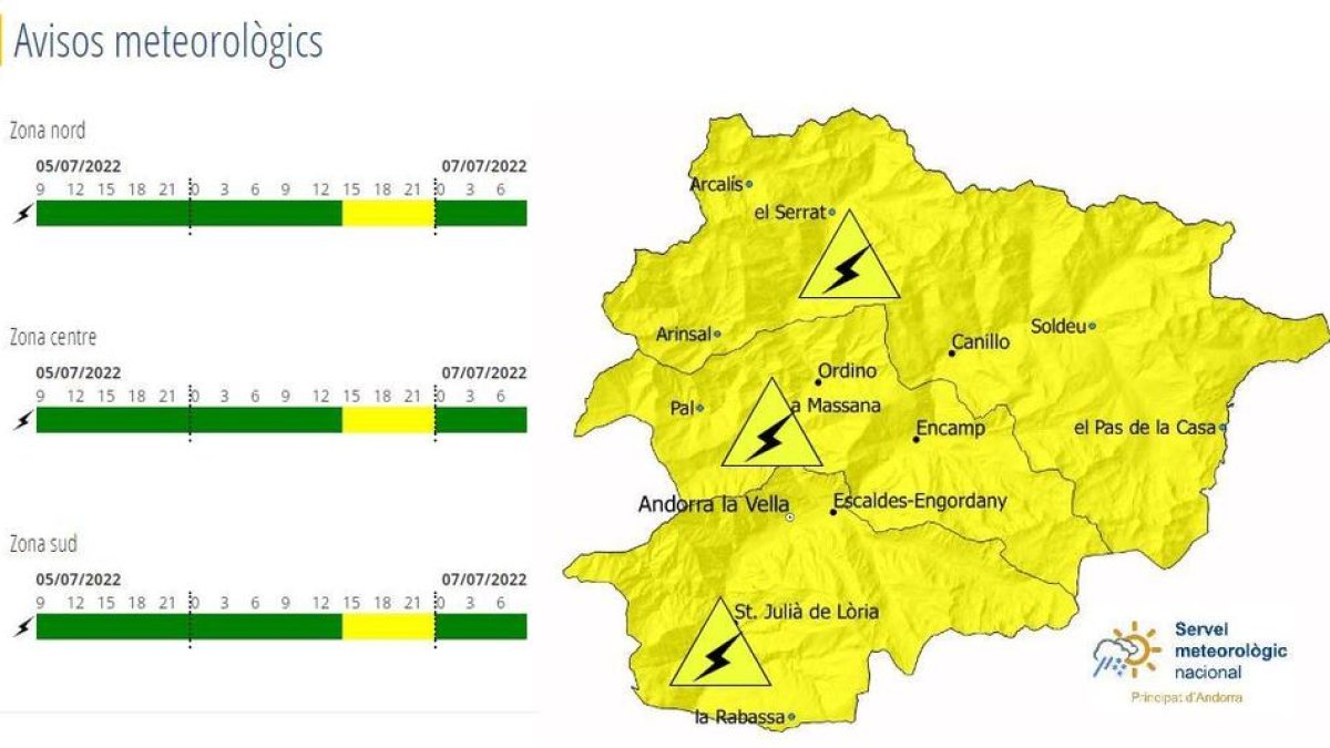 Avís groc al país a partir de dimecres a les tres de la tarda