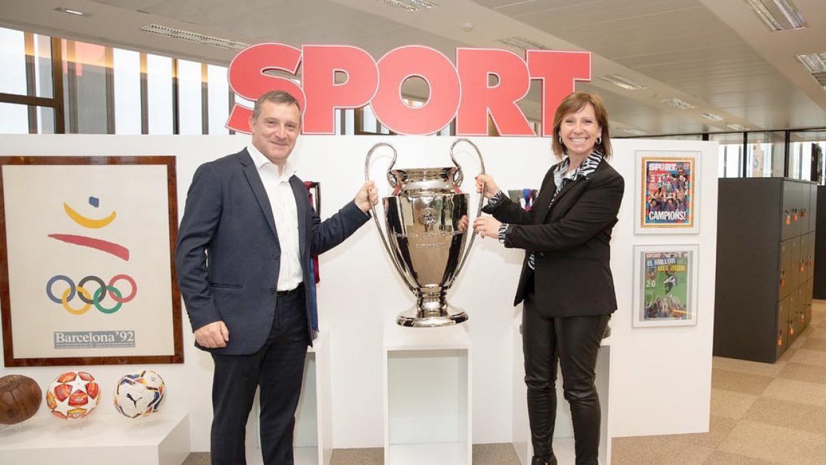 Majoral i Codina, ahir a la redacció de l''Sport'.