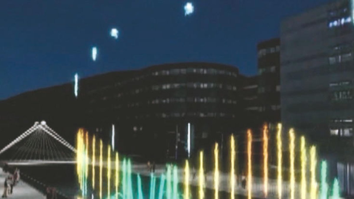 Recreació de la font de llums i color que el comú vol instal·lar al passeig del riu.