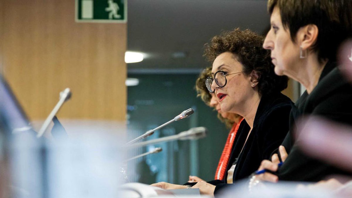 La ministra Pallarés durant al compareixença.