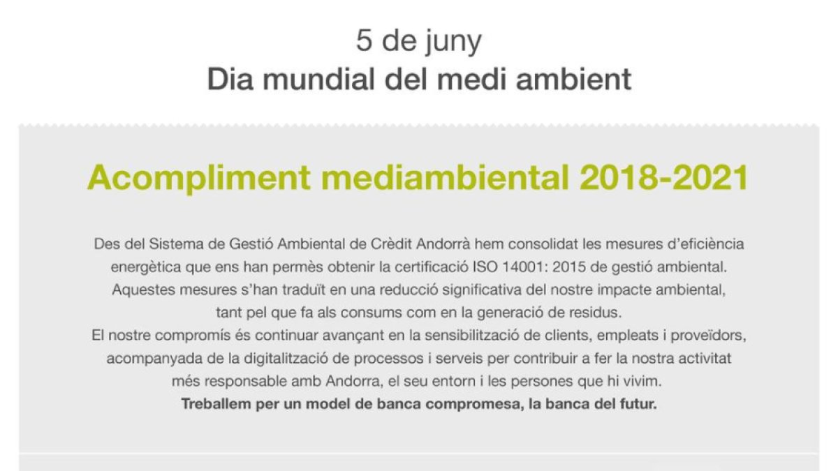 Infografia de l'acompliment mediambiental