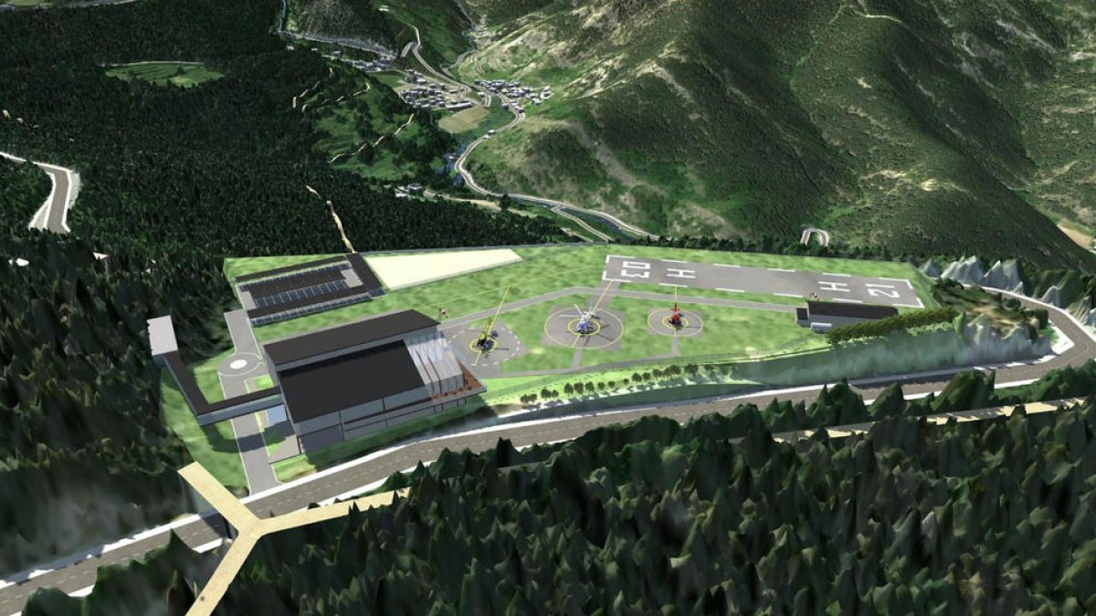 Simulació del futur heliport nacional a la Caubella.