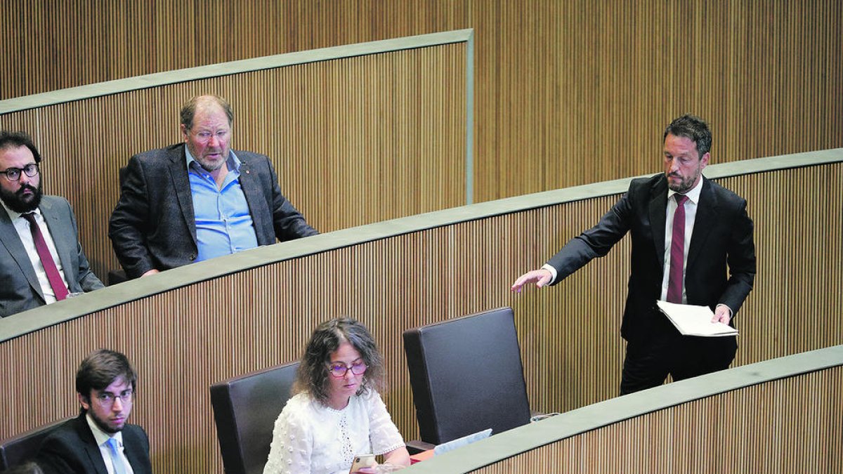 Els consellers generals del grup socialdemòcrata durant la sessió d'ahir.