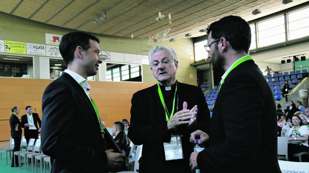 Serveto, Vives i l'alcalde de la Seu, ahir.