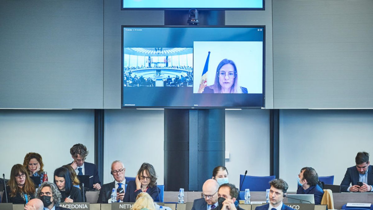 Riva, a la Conferència de Ministres de Cultura del Consell d'Europa, celebrada a Estrasburg