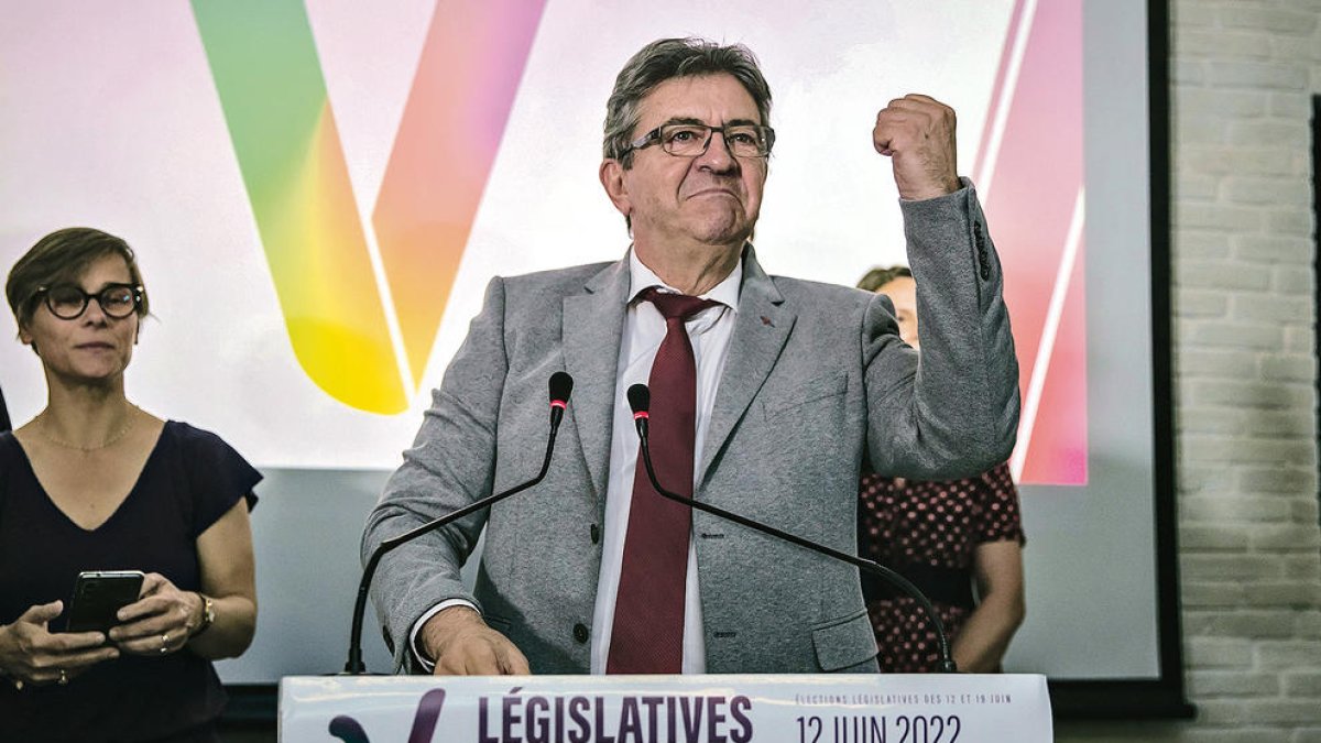 Mélenchon celebrant els resultats.