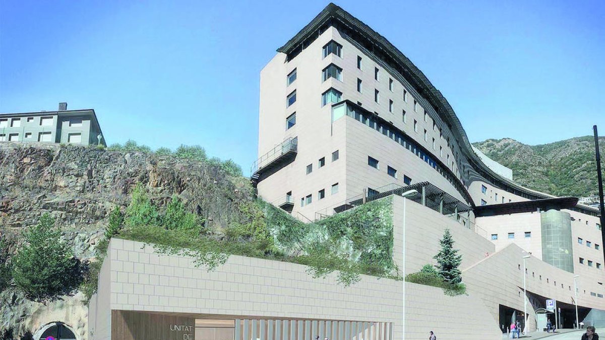 La simulació de la unitat de radioteràpia que es volia construir a tocar de l'hospital.