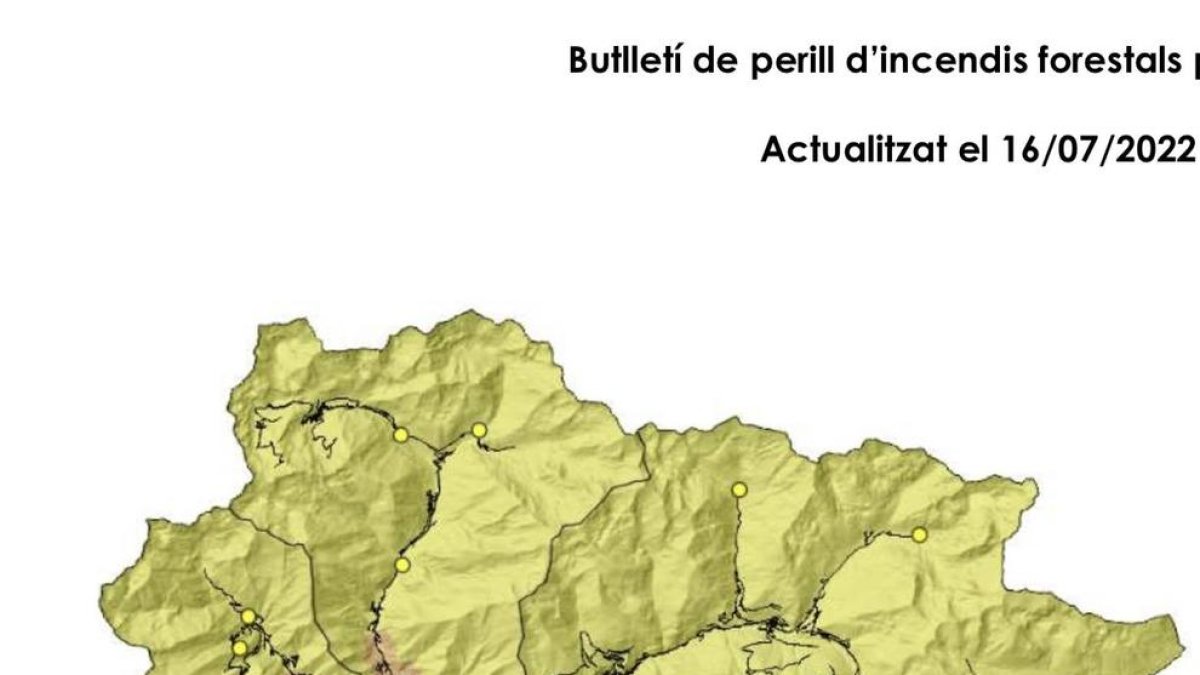 Risc molt alt d'incendis al sud i fons de vall d'Encamp, la Massana i Ordino
