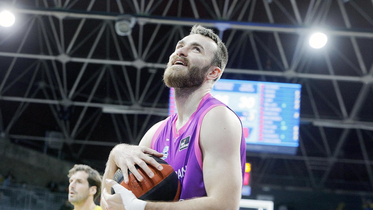 David Jelínek, un dels capitans de l'equip, en un partit d'aquest curs al Poliesportiu.