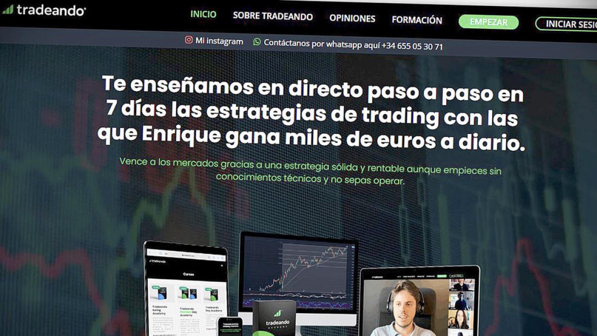 El web de la plataforma denunciada.