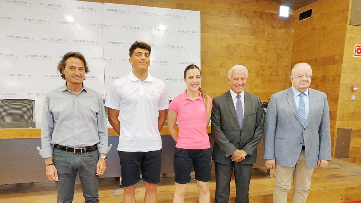 Herver i Pelegrina, amb Jordi Orteu i Jaume Martí del COA i Cabanes d'Andbank, ahir.