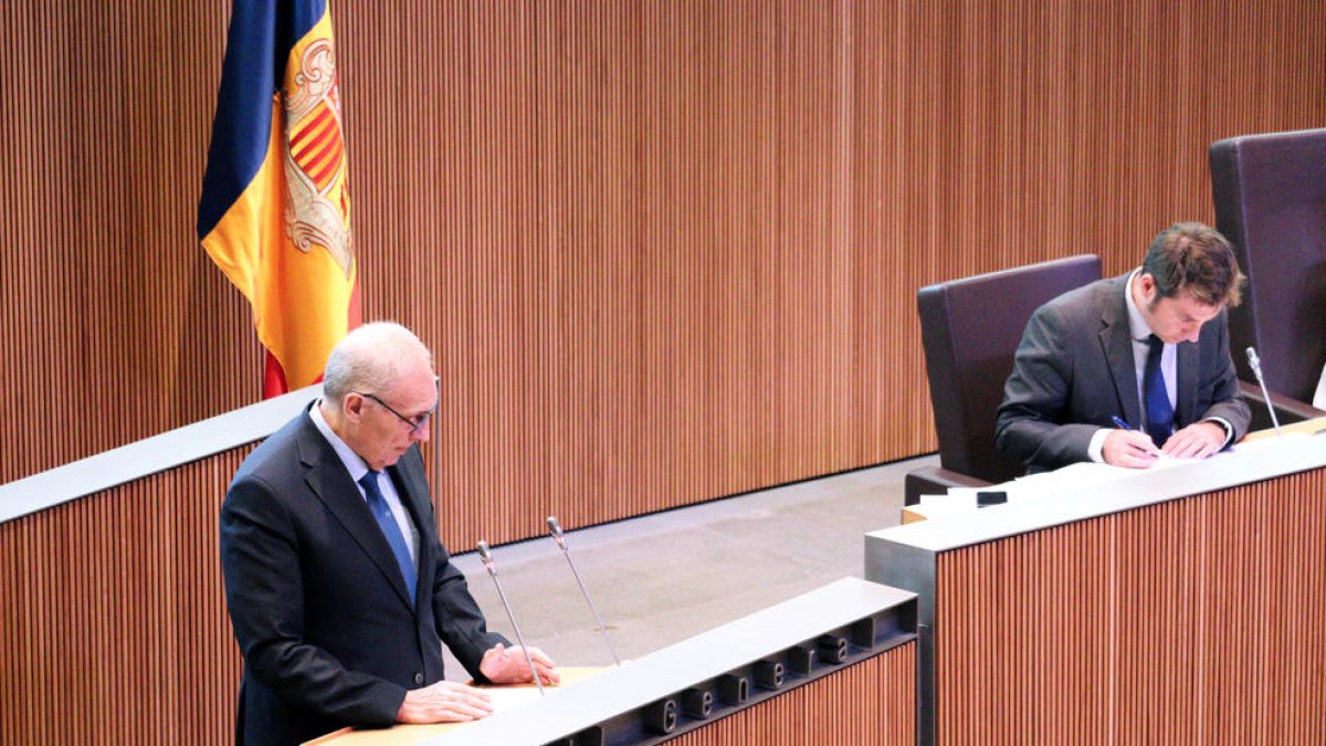 El president de Terceravia durant la seva intervenció a la sessió d'ahir.
