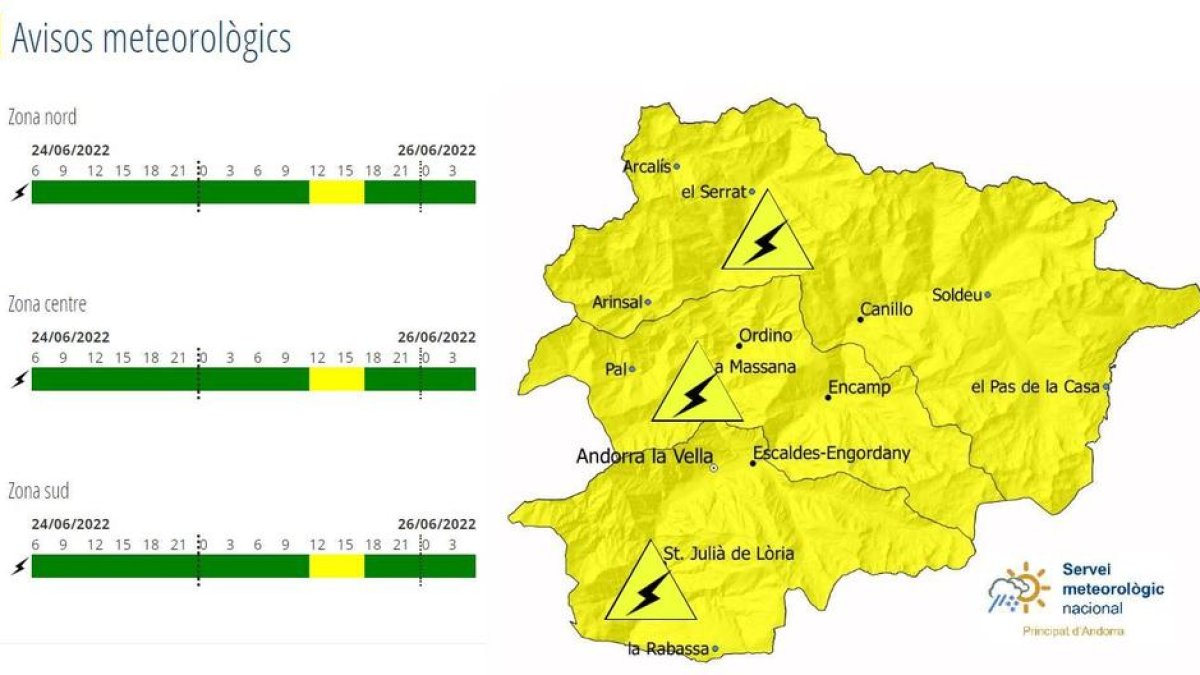 Avís groc per tempestes intenses demà a la tarda