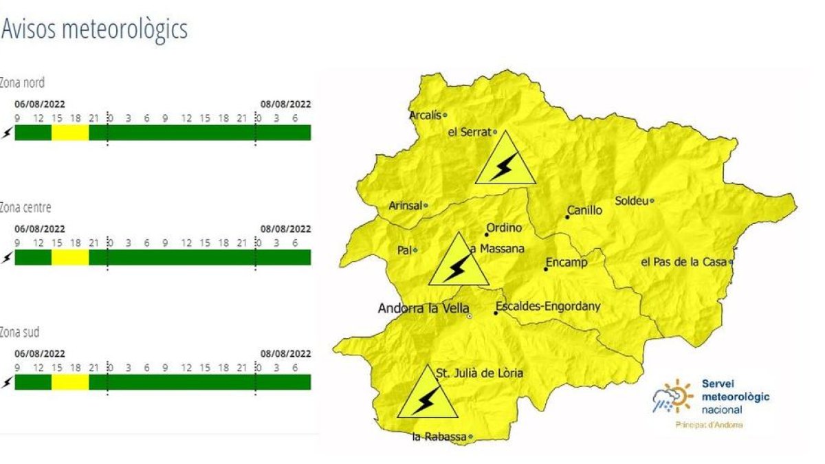 Avís groc per tempestes a la tarda