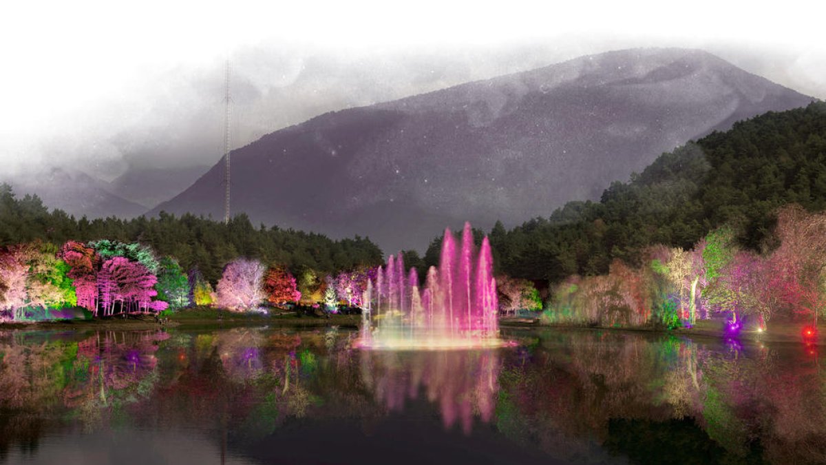 Simulació de la il·luminació al llac d'Engolasters.