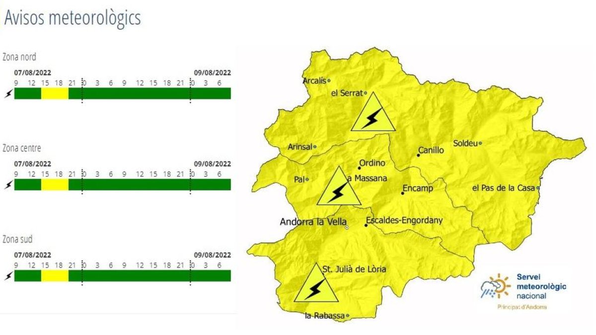 Avís groc per tempestes a la tarda