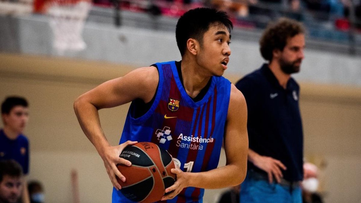 Aaron Ganal arriba del Barça