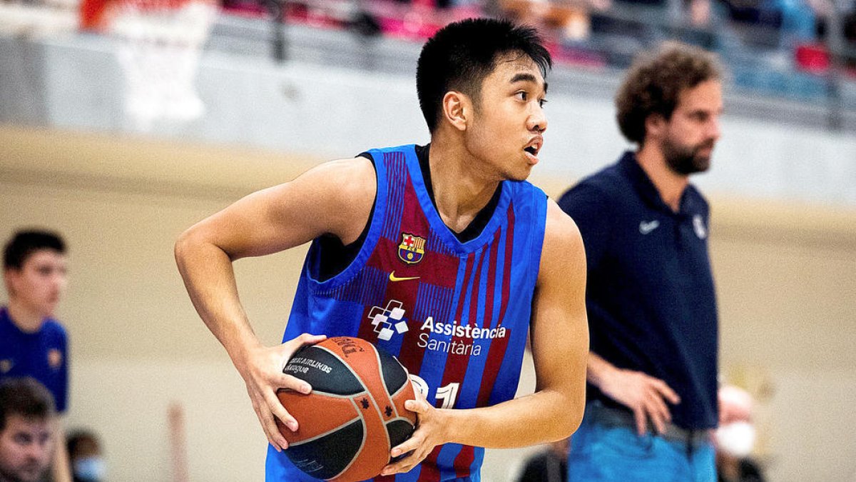 Aaron Ganal, durant l'etapa amb el Barça.