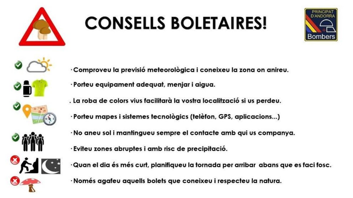 Recomanacions dels bombers als boletaires