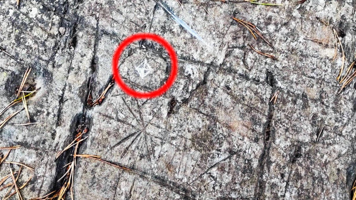 Incisió recent al roc de les Bruixes.