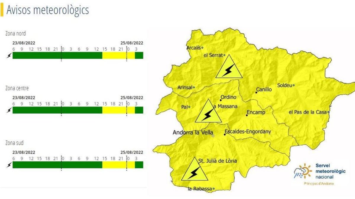 Avís groc per tempestes demà a la tarda